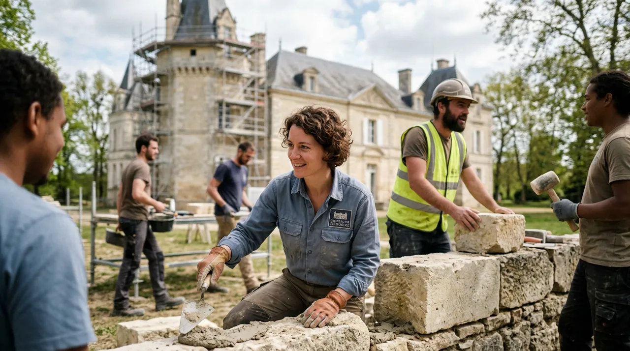 Équipe bénévole active sur le chantier de Libouriac