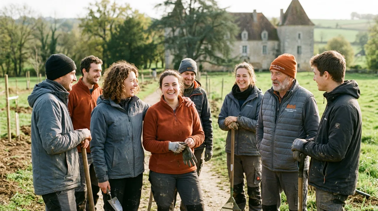 Première équipe de bénévoles mobilisés sur le domaine